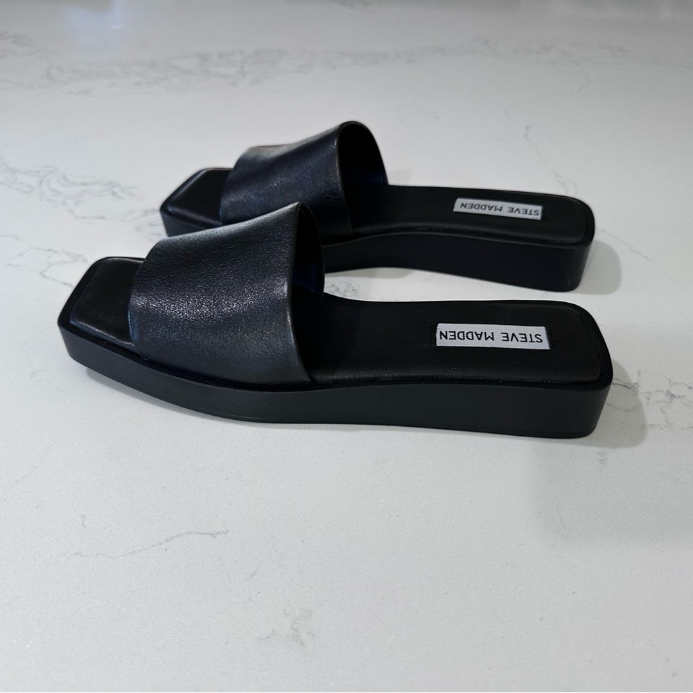 Steve Madden Womens Imara Leather Slip On Slide Sandals 8 - Picture 2 of 7
